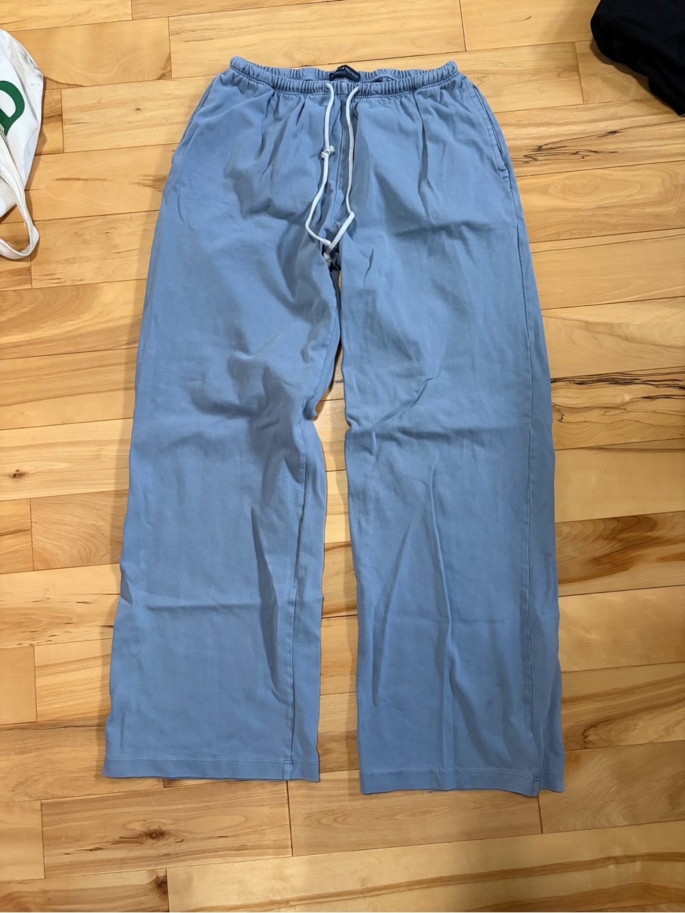 Light Blue Drawstring Wide Leg Pants- Brandy Melville